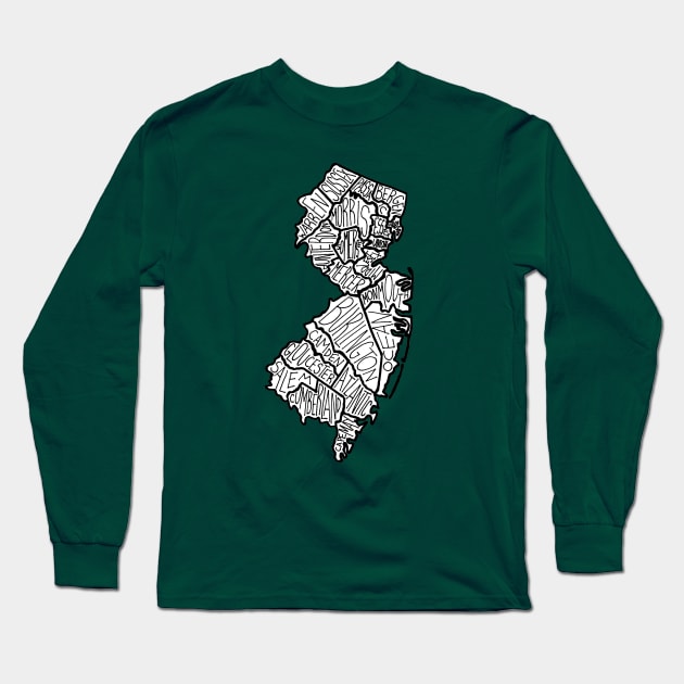 New Jersey map Long Sleeve T-Shirt by calenbundalas